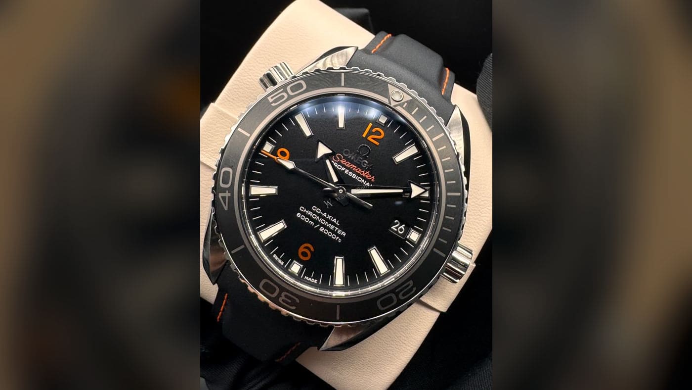 Omega Seamaster Planet Ocean 600M Co-Axial 232.32.42.21.01.005, photographed at Watch Affinity in San Antonio